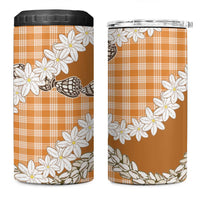 Orange Hawaii Tiare and Shell Lei 4 in 1 Can Cooler Tumbler Hawaiian Palaka Luxury Vibes LT14 One Size: 16 oz Orange - Polynesian Pride