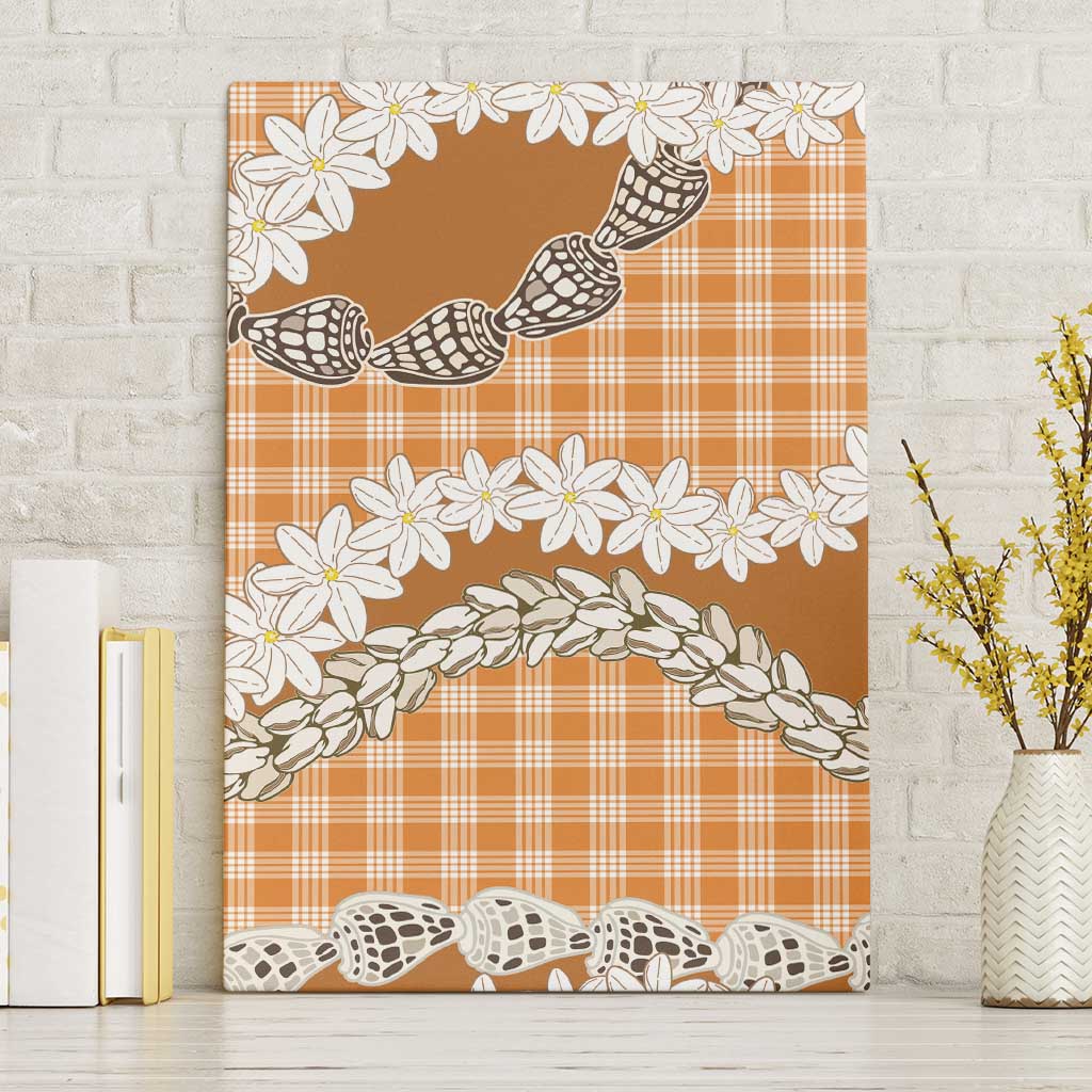 Orange Hawaii Tiare and Shell Lei Canvas Wall Art Hawaiian Palaka Luxury Vibes - Polynesian Pride
