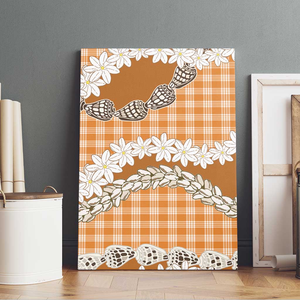 Orange Hawaii Tiare and Shell Lei Canvas Wall Art Hawaiian Palaka Luxury Vibes - Polynesian Pride