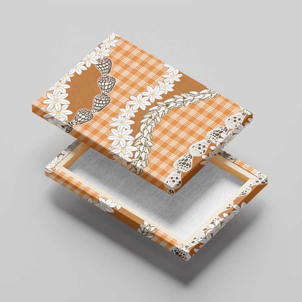 Orange Hawaii Tiare and Shell Lei Canvas Wall Art Hawaiian Palaka Luxury Vibes - Polynesian Pride