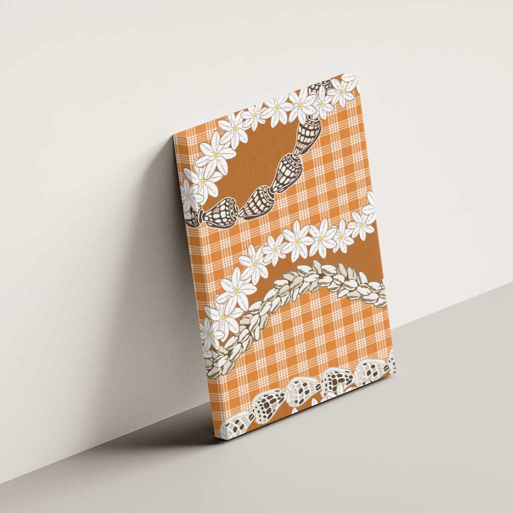 Orange Hawaii Tiare and Shell Lei Canvas Wall Art Hawaiian Palaka Luxury Vibes - Polynesian Pride