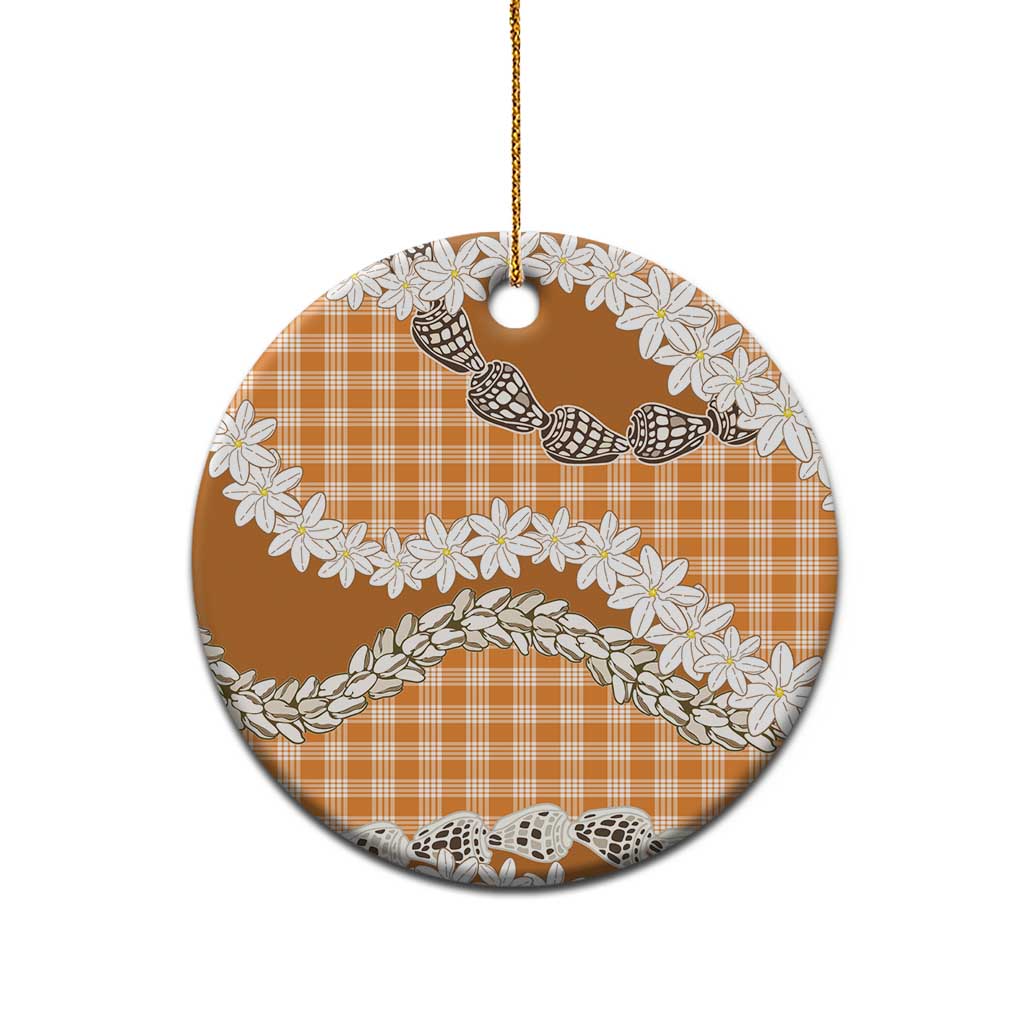 Orange Hawaii Tiare and Shell Lei Ceramic Ornament Hawaiian Palaka Luxury Vibes - Polynesian Pride