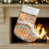 Orange Hawaii Tiare and Shell Lei Christmas Stocking Hawaiian Palaka Luxury Vibes - Polynesian Pride