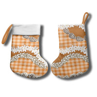 Orange Hawaii Tiare and Shell Lei Christmas Stocking Hawaiian Palaka Luxury Vibes - Polynesian Pride
