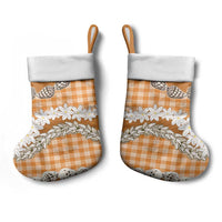 Orange Hawaii Tiare and Shell Lei Christmas Stocking Hawaiian Palaka Luxury Vibes - Polynesian Pride
