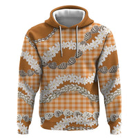 Orange Hawaii Tiare and Shell Lei Hoodie Hawaiian Palaka Luxury Vibes - Polynesian Pride