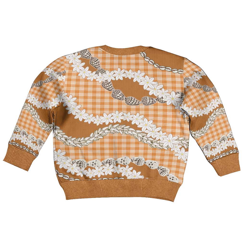 Orange Hawaii Tiare and Shell Lei Kid Ugly Christmas Sweater Hawaiian Palaka Luxury Vibes - Polynesian Pride