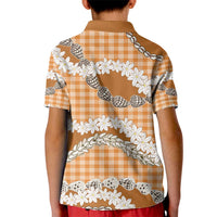 Orange Hawaii Tiare and Shell Lei Kid Polo Shirt Hawaiian Palaka Luxury Vibes - Polynesian Pride