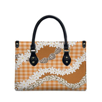 Orange Hawaii Tiare and Shell Lei Leather Bag Hawaiian Palaka Luxury Vibes LT14 - Polynesian Pride