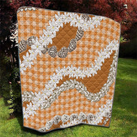 Orange Hawaii Tiare and Shell Lei Quilt Hawaiian Palaka Luxury Vibes - Polynesian Pride