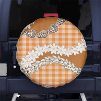 Orange Hawaii Tiare and Shell Lei Spare Tire Cover Hawaiian Palaka Luxury Vibes - Polynesian Pride