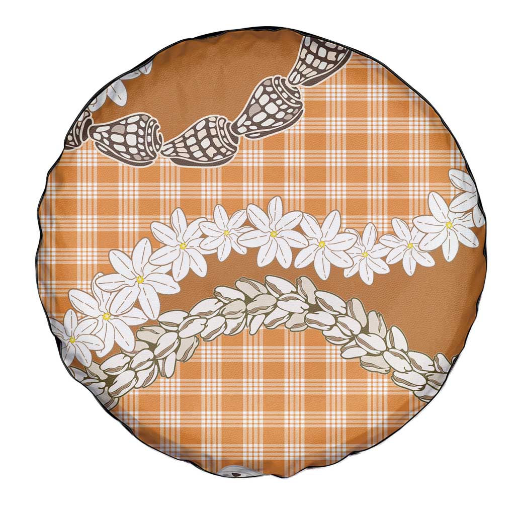 Orange Hawaii Tiare and Shell Lei Spare Tire Cover Hawaiian Palaka Luxury Vibes - Polynesian Pride