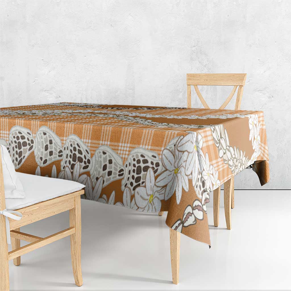 Orange Hawaii Tiare and Shell Lei Tablecloth Hawaiian Palaka Luxury Vibes - Polynesian Pride