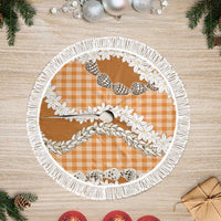 Orange Hawaii Tiare and Shell Lei Tree Skirt Hawaiian Palaka Luxury Vibes - Polynesian Pride