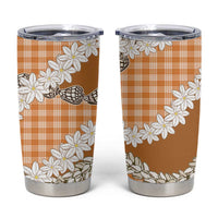 Orange Hawaii Tiare and Shell Lei Tumbler Cup Hawaiian Palaka Luxury Vibes LT14 Orange - Polynesian Pride