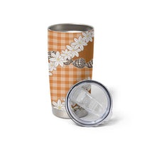Orange Hawaii Tiare and Shell Lei Tumbler Cup Hawaiian Palaka Luxury Vibes LT14 - Polynesian Pride