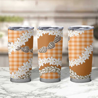 Orange Hawaii Tiare and Shell Lei Tumbler Cup Hawaiian Palaka Luxury Vibes LT14 - Polynesian Pride