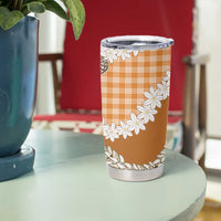 Orange Hawaii Tiare and Shell Lei Tumbler Cup Hawaiian Palaka Luxury Vibes LT14 - Polynesian Pride