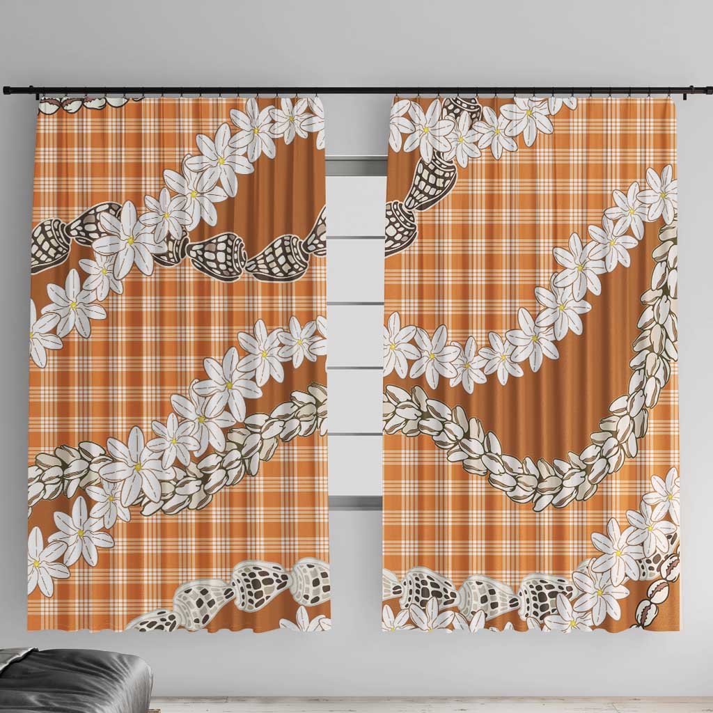 Orange Hawaii Tiare and Shell Lei Window Curtain Hawaiian Palaka Luxury Vibes - Polynesian Pride