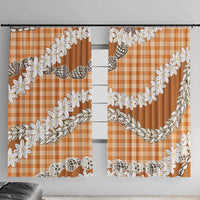 Orange Hawaii Tiare and Shell Lei Window Curtain Hawaiian Palaka Luxury Vibes - Polynesian Pride