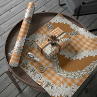 Orange Hawaii Tiare and Shell Lei Wrapping Paper Hawaiian Palaka Luxury Vibes - Polynesian Pride