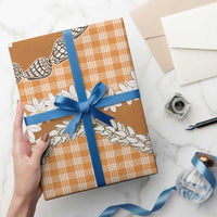 Orange Hawaii Tiare and Shell Lei Wrapping Paper Hawaiian Palaka Luxury Vibes - Polynesian Pride