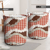Red Hawaii Tiare and Shell Lei Laundry Basket Hawaiian Palaka Luxury Vibes - Polynesian Pride