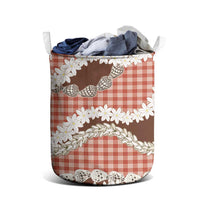 Red Hawaii Tiare and Shell Lei Laundry Basket Hawaiian Palaka Luxury Vibes - Polynesian Pride