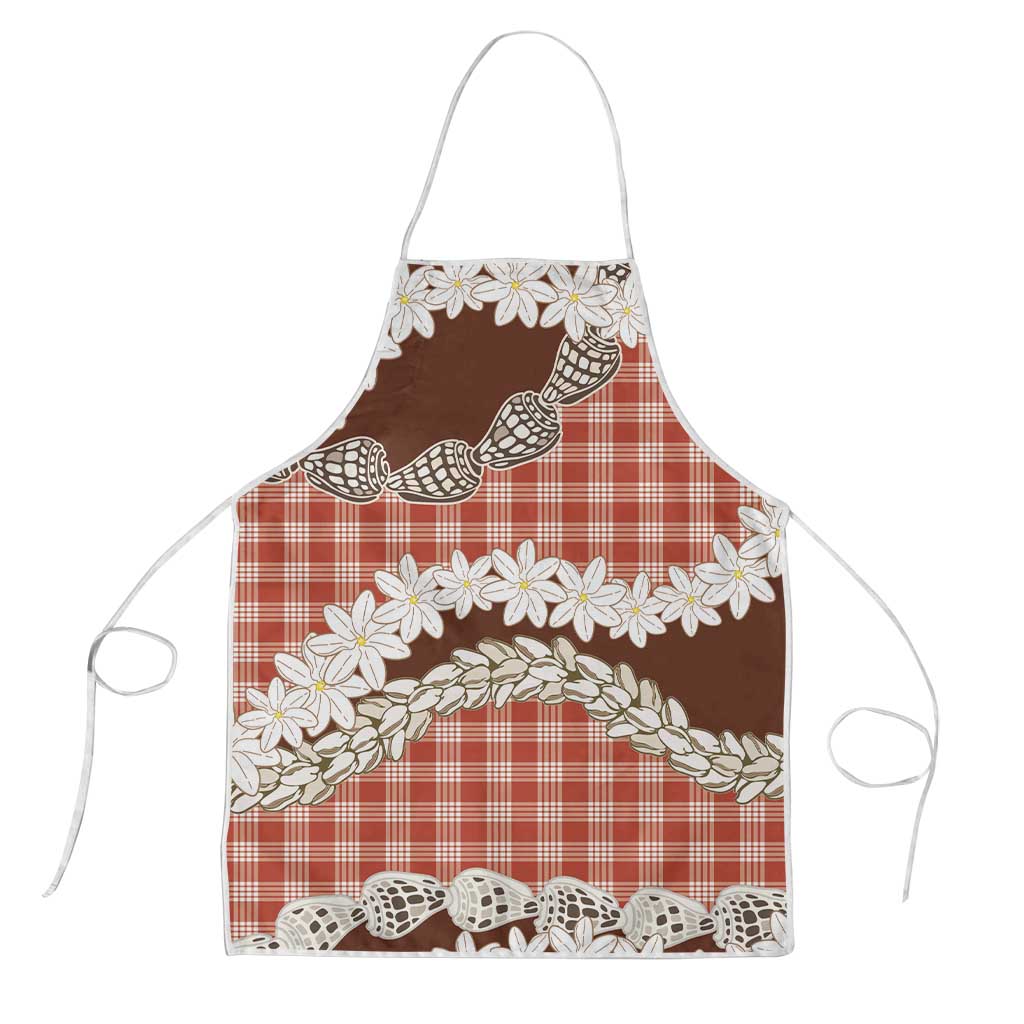 Red Hawaii Tiare and Shell Lei Apron Hawaiian Palaka Luxury Vibes LT14 Red - Polynesian Pride