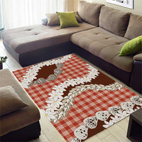 Red Hawaii Tiare and Shell Lei Area Rug Hawaiian Palaka Luxury Vibes - Polynesian Pride