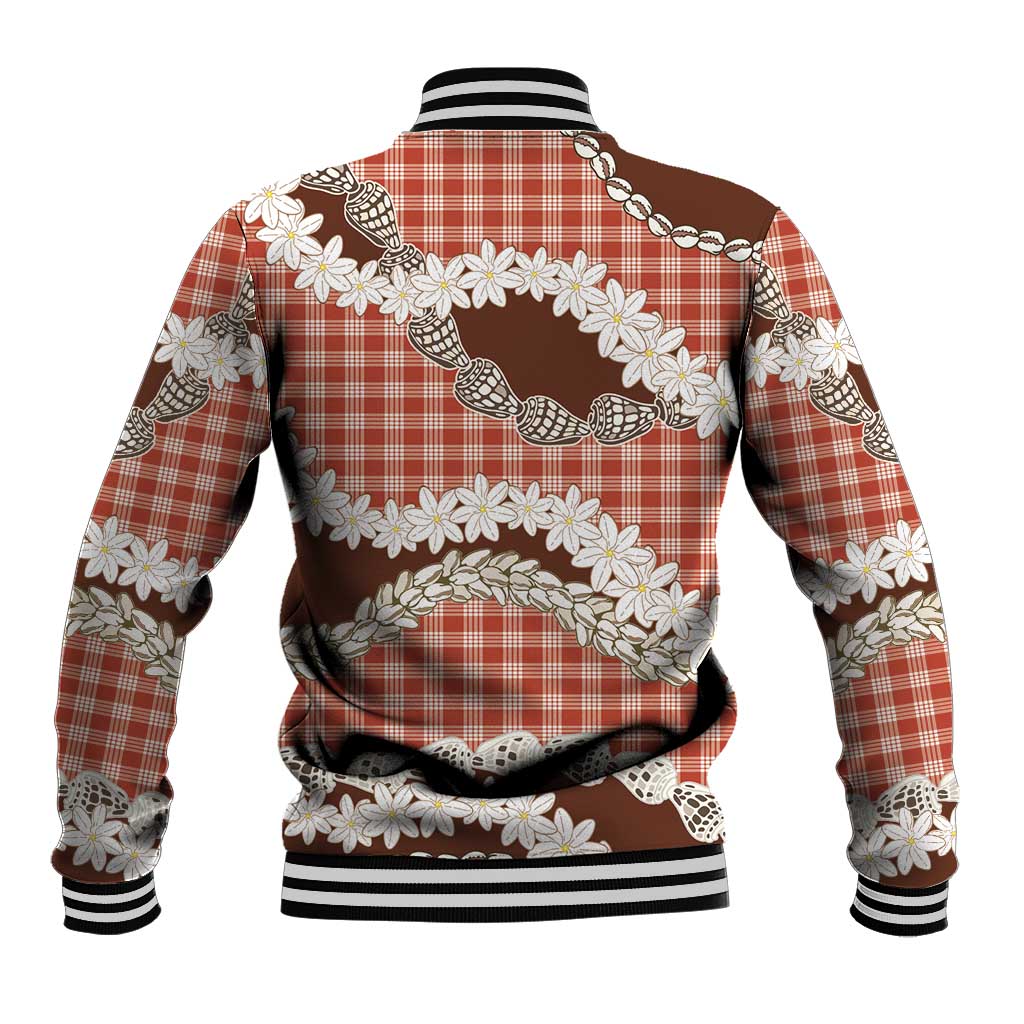 Red Hawaii Tiare and Shell Lei Baseball Jacket Hawaiian Palaka Luxury Vibes - Polynesian Pride