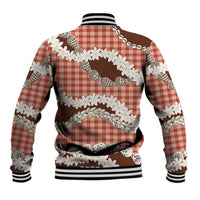 Red Hawaii Tiare and Shell Lei Baseball Jacket Hawaiian Palaka Luxury Vibes - Polynesian Pride