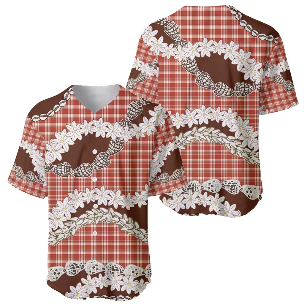 Red Hawaii Tiare and Shell Lei Baseball Jersey Hawaiian Palaka Luxury Vibes - Polynesian Pride