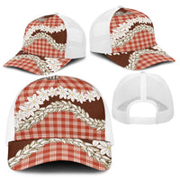 Red Hawaii Tiare and Shell Lei Baseball Net Cap Hawaiian Palaka Luxury Vibes - Polynesian Pride