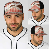 Red Hawaii Tiare and Shell Lei Baseball Net Cap Hawaiian Palaka Luxury Vibes - Polynesian Pride