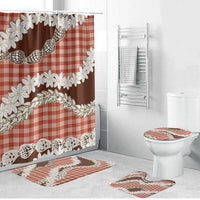 Red Hawaii Tiare and Shell Lei Bathroom Set Hawaiian Palaka Luxury Vibes - Polynesian Pride