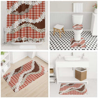 Red Hawaii Tiare and Shell Lei Bathroom Set Hawaiian Palaka Luxury Vibes - Polynesian Pride