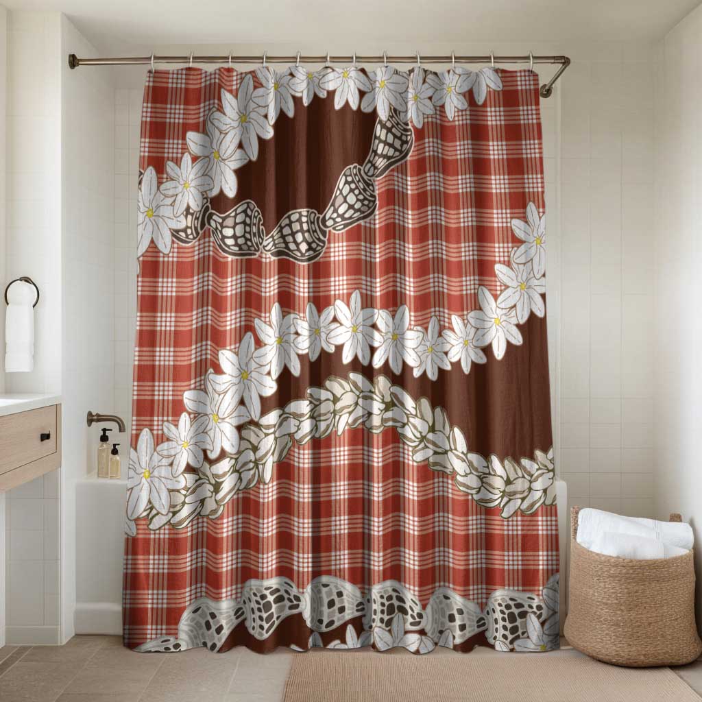 Red Hawaii Tiare and Shell Lei Bathroom Set Hawaiian Palaka Luxury Vibes - Polynesian Pride