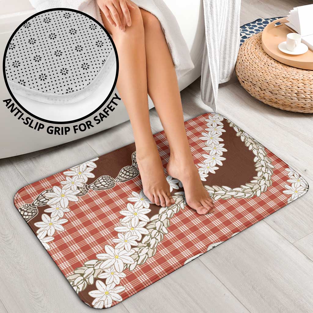 Red Hawaii Tiare and Shell Lei Bathroom Set Hawaiian Palaka Luxury Vibes - Polynesian Pride