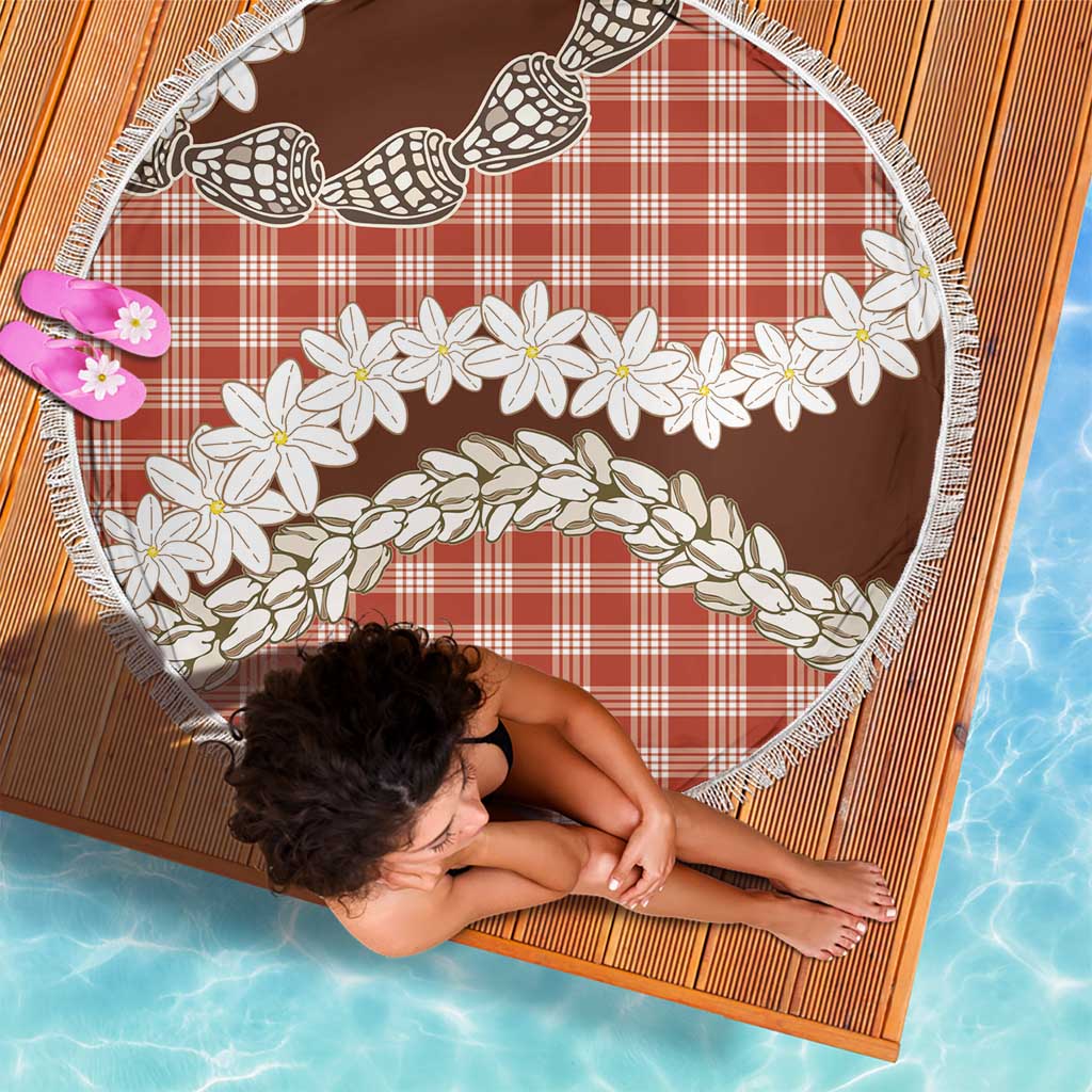 Red Hawaii Tiare and Shell Lei Beach Blanket Hawaiian Palaka Luxury Vibes - Polynesian Pride