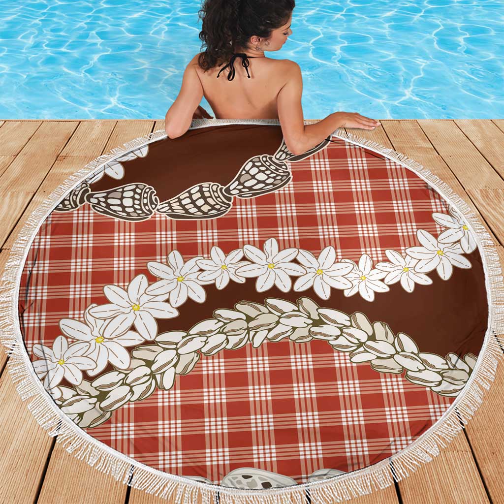 Red Hawaii Tiare and Shell Lei Beach Blanket Hawaiian Palaka Luxury Vibes - Polynesian Pride