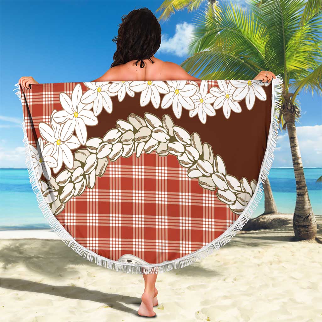Red Hawaii Tiare and Shell Lei Beach Blanket Hawaiian Palaka Luxury Vibes - Polynesian Pride