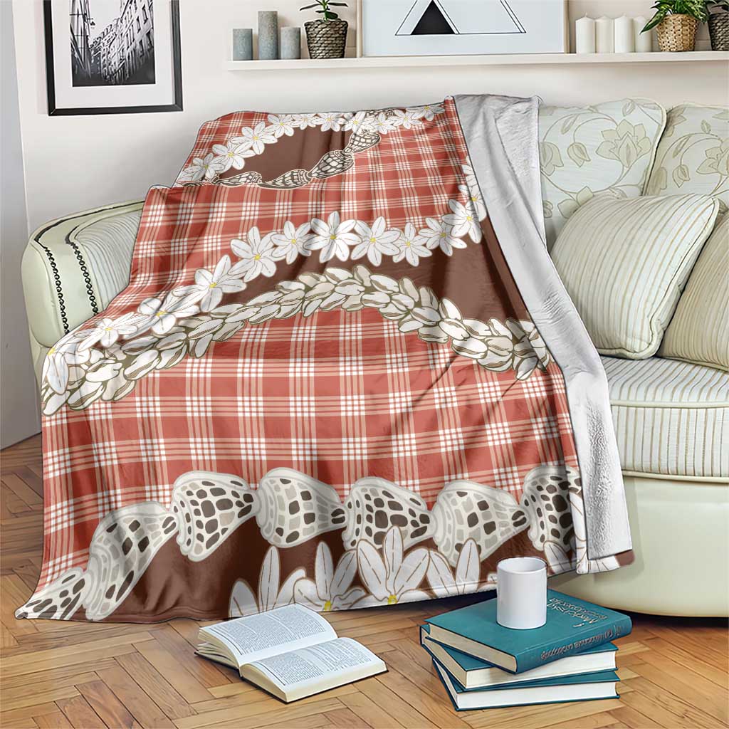 Red Hawaii Tiare and Shell Lei Blanket Hawaiian Palaka Luxury Vibes - Polynesian Pride