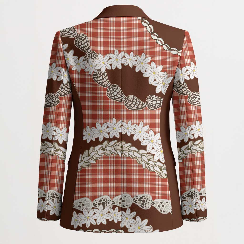 Red Hawaii Tiare and Shell Lei Blazer Hawaiian Palaka Luxury Vibes - Polynesian Pride