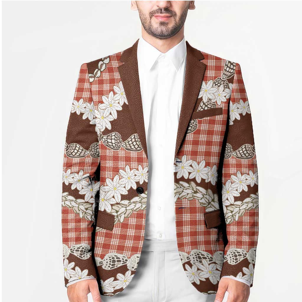 Red Hawaii Tiare and Shell Lei Blazer Hawaiian Palaka Luxury Vibes - Polynesian Pride