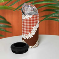 Red Hawaii Tiare and Shell Lei 4 in 1 Can Cooler Tumbler Hawaiian Palaka Luxury Vibes LT14 - Polynesian Pride