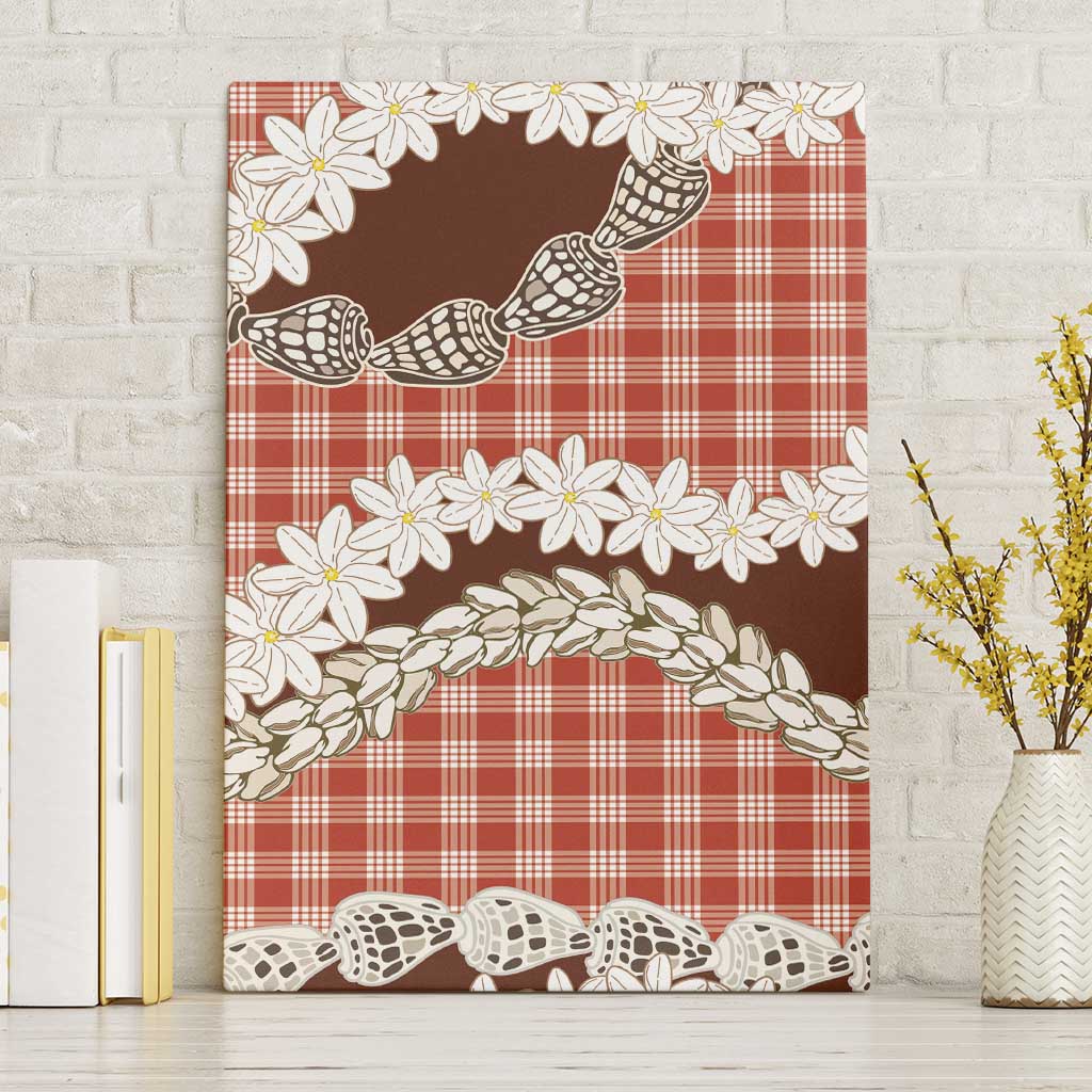 Red Hawaii Tiare and Shell Lei Canvas Wall Art Hawaiian Palaka Luxury Vibes - Polynesian Pride