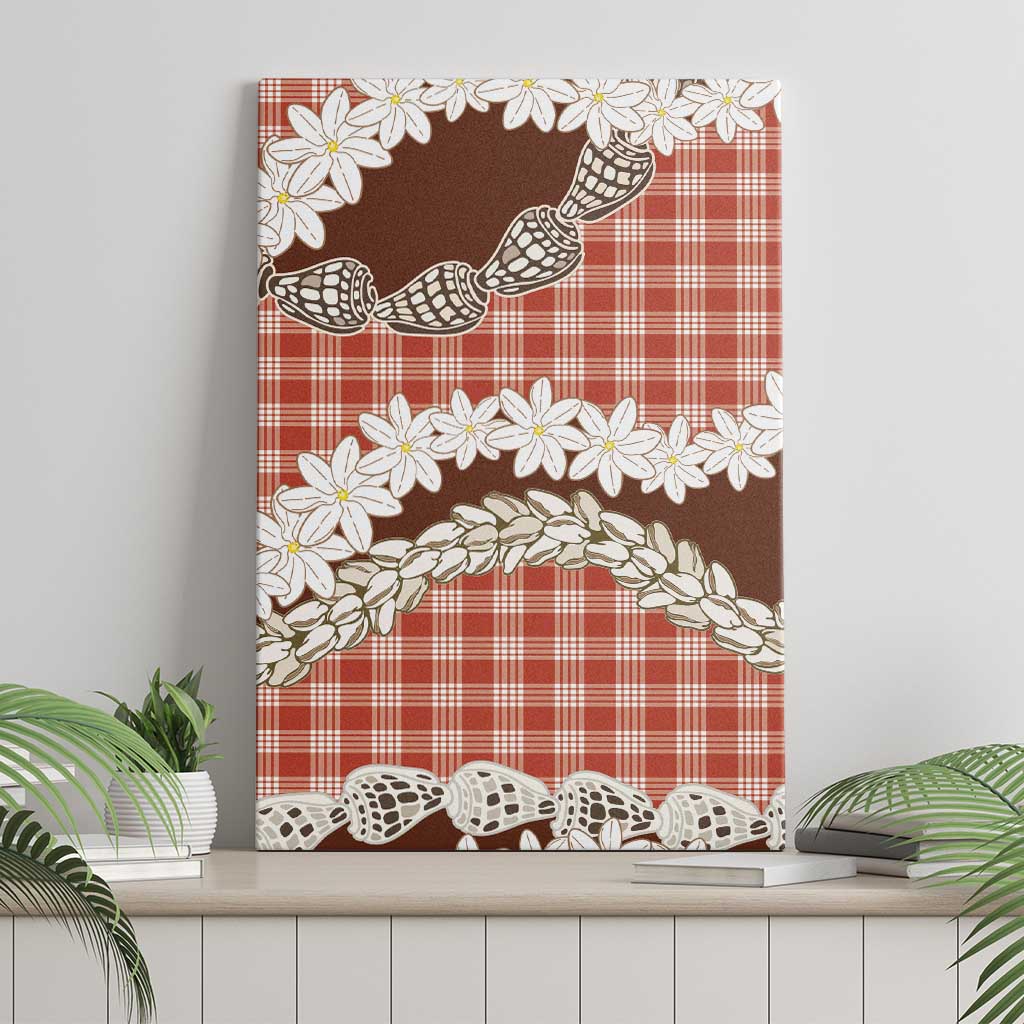 Red Hawaii Tiare and Shell Lei Canvas Wall Art Hawaiian Palaka Luxury Vibes - Polynesian Pride
