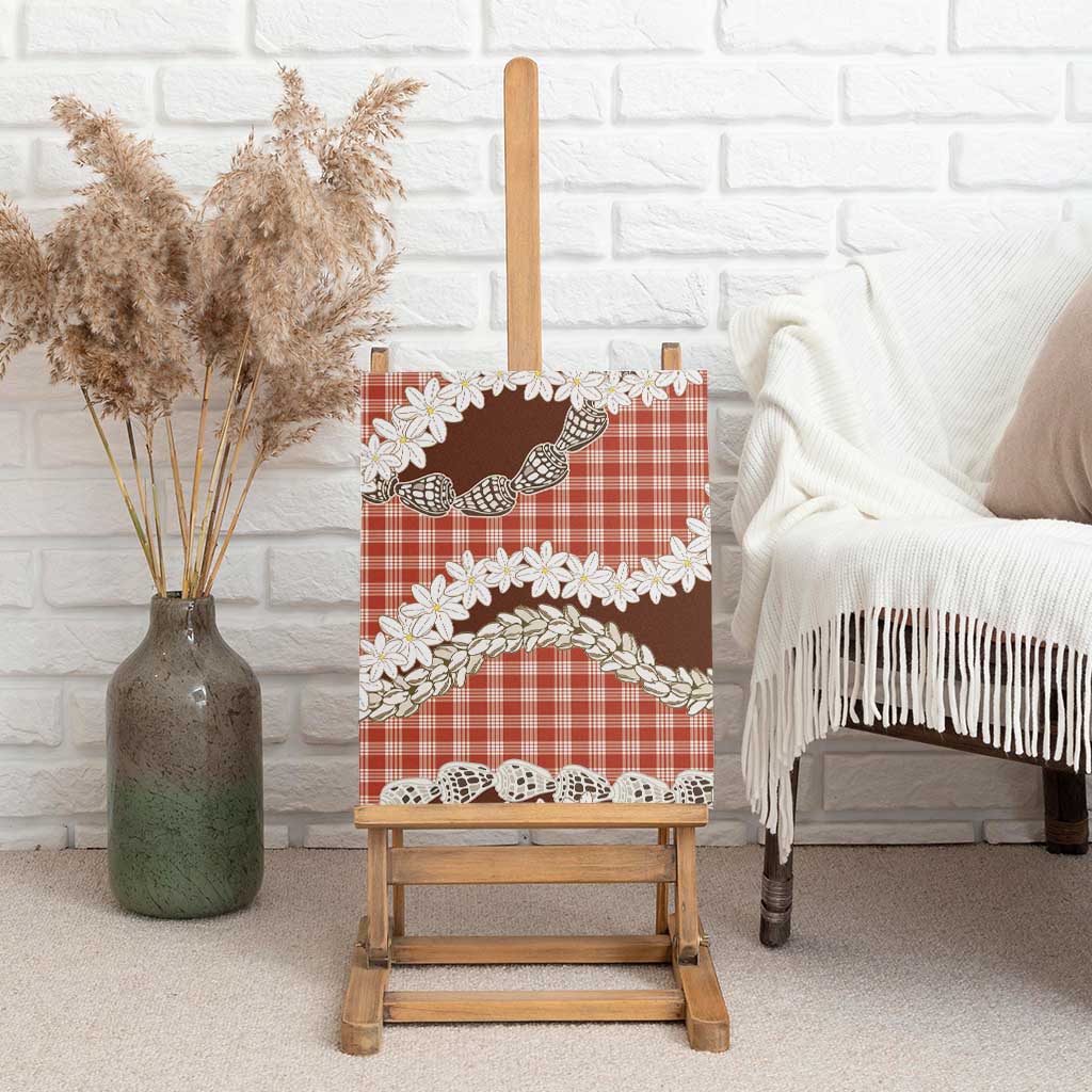 Red Hawaii Tiare and Shell Lei Canvas Wall Art Hawaiian Palaka Luxury Vibes - Polynesian Pride