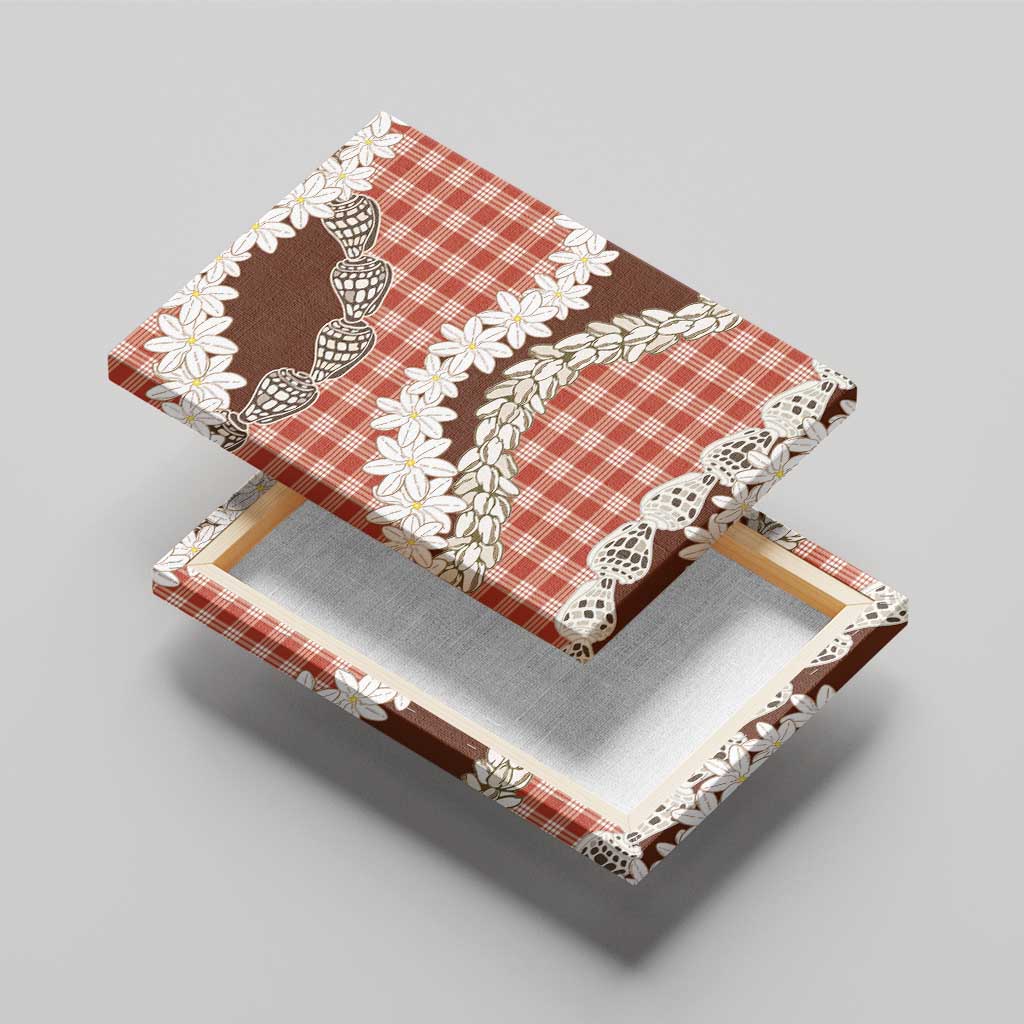 Red Hawaii Tiare and Shell Lei Canvas Wall Art Hawaiian Palaka Luxury Vibes - Polynesian Pride